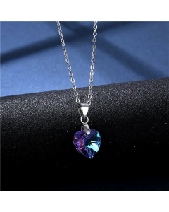 European And American Ocean Heart-shaped Crystal Clavicle Cross Chain Necklace
