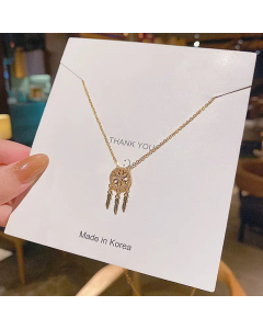 Mesh Titanium Steel Gold feather Personality Clavicle Chain Short Necklace