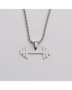 Stainless Steel Jewelry Men's Retro Twist Chain Dumbbell Pendant Necklace