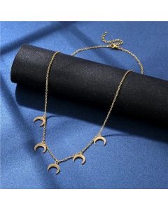 European And American Moon Pendant Clavicle Chain Female Stainless Steel Crescent Necklace