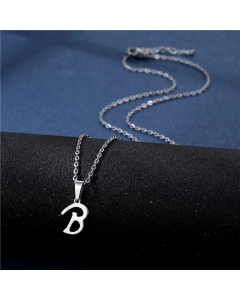 Wholesale Female Stainless Steel Glossy Smooth 26 Letter Clavicle Chain Necklace-B