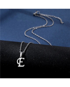 Wholesale Female Stainless Steel Glossy Smooth 26 Letter Clavicle Chain Necklace-E