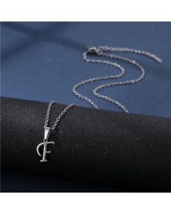 Wholesale Female Stainless Steel Glossy Smooth 26 Letter Clavicle Chain Necklace-F