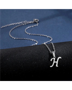 Wholesale Female Stainless Steel Glossy Smooth 26 Letter Clavicle Chain Necklace-H