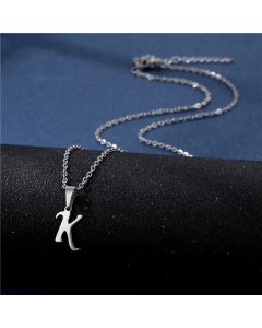 Wholesale Female Stainless Steel Glossy Smooth 26 Letter Clavicle Chain Necklace-K