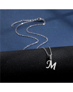 Wholesale Female Stainless Steel Glossy Smooth 26 Letter Clavicle Chain Necklace-M