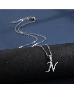 Wholesale Female Stainless Steel Glossy Smooth 26 Letter Clavicle Chain Necklace-N
