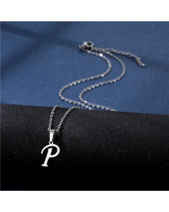 Wholesale Female Stainless Steel Glossy Smooth 26 Letter Clavicle Chain Necklace-P