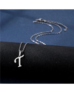 Wholesale Female Stainless Steel Glossy Smooth 26 Letter Clavicle Chain Necklace-T