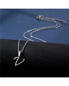 Wholesale Female Stainless Steel Glossy Smooth 26 Letter Clavicle Chain Necklace-V