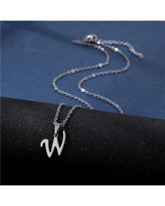 Wholesale Female Stainless Steel Glossy Smooth 26 Letter Clavicle Chain Necklace-W