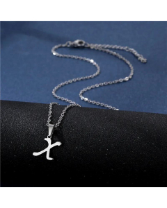Wholesale Female Stainless Steel Glossy Smooth 26 Letter Clavicle Chain Necklace-X