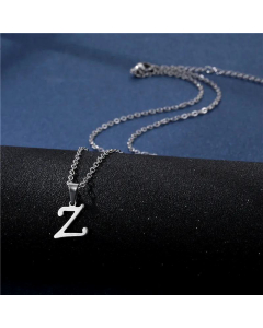 Wholesale Female Stainless Steel Glossy Smooth 26 Letter Clavicle Chain Necklace-Z