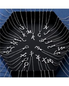 Wholesale Female Stainless Steel Glossy Smooth 26 Letter Clavicle Chain Necklace