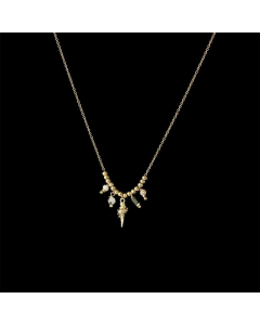 Fashion Geometric Pearl Turquoise Conch Titanium Steel Necklace