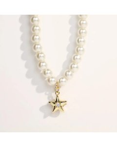 2022 Valentine's Day Zircon Star Moon Necklace Titanium Steel Necklace Sweater Chain