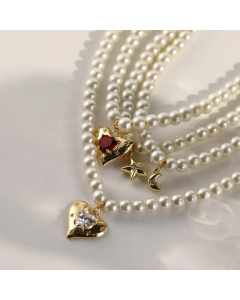 2022 Valentine's Day Zircon Star Moon Necklace Titanium Steel Necklace Sweater Chain