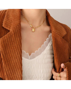 Lady Dating Personality Fashion Titanium Steel necklace With Lock