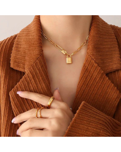 Lady Dating Personality Fashion Titanium Steel necklace With Lock