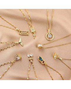Multipe Style Stainless Steel Diamond-studded Crown Key Necklace Wholesale