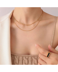 European And American Simple Double layered Titanium Steel Necklace