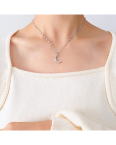 Retro Cute Crescent Pendant Moon Clavicle Chain Stainless Steel