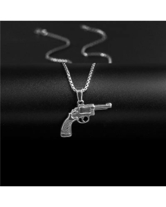 European And American Hip-hop Style Stainless Steel Pistol Revolver Pendant Necklace