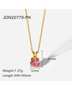 18K Gold-plated Stainless Steel Gemstone Pendant Necklace