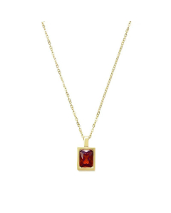 Fashion Geometric Titanium Steel Necklace Square Color Zirconium Necklace 