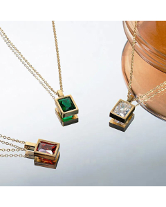 Fashion Geometric Titanium Steel Necklace Square Color Zirconium Necklace 