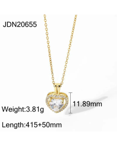 Fashion Stainless Steel Chain Micro-Inlaid Zircon Purple Square Zircon Pendant Necklace