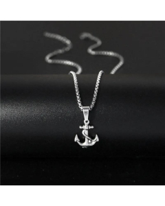 Trendy European And American Pirate Anchor Cross Pendant Domineering Titanium Steel Necklace