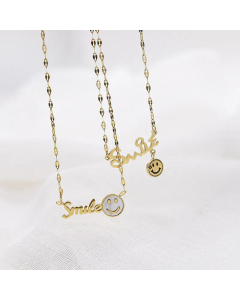 Fashion English Alphabet Smiley Face Pendant Necklace Titanium Steel Jewelry