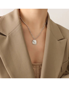 Personality Simple Titanium Steel Geometric Face Pendant Necklace