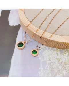 Fashion Personality Inlaid Emerald Titanium Steel Necklace