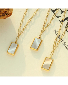 Buckle Squar Shell Pendant Niche Titanium Steel Necklace