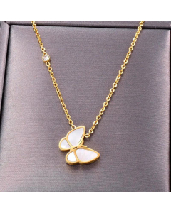 Fashion Multiple Mother-Of-Pearl Shell Butterfly Necklace Titanium Steel Necklace