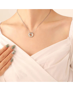 Dating Couple Quality Titanium Steel Swirl Circle Hypoallergenic Necklace