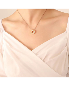 Dating Couple Quality Titanium Steel Swirl Circle Hypoallergenic Necklace