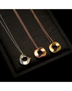 Dating Couple Quality Titanium Steel Swirl Circle Hypoallergenic Necklace_colorza_3