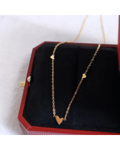 Simple Fresh Three Love Art Girls Clavicle Chain Titanium Steel Necklace