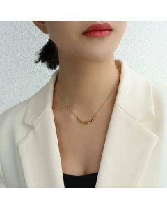 Minimalism Golden Smile Shape Titanium Steel Necklace