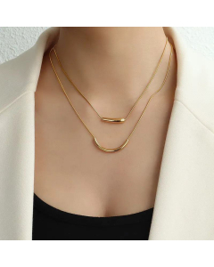 Minimalism Golden Smile Shape Titanium Steel Necklace