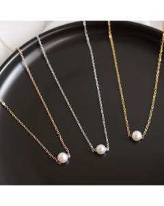 Lovely Romantic Classic Titanium Steel Pearl Clavicle Necklace