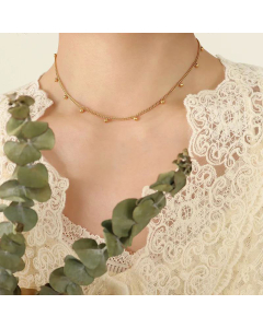 Female Temperament Hypoallergenic Clavicle Chain Bead Stainless Steel Necklace