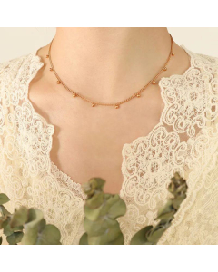 Female Temperament Hypoallergenic Clavicle Chain Bead Stainless Steel Necklace