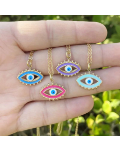 European And American New Devil'S Eye Oil Dripping Stainless Steel Pendant Necklace