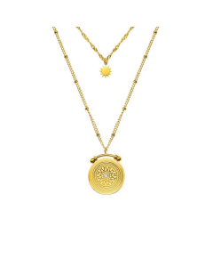 Double-Layer Diamond Texture Clavicle Chain Star Titanium Steel Necklace