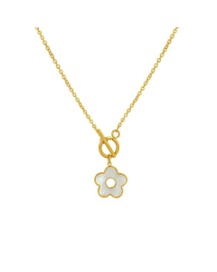 18K Gold-Plated Titanium Steel Female Korean OT Buckle With Shell Flower Pendant Necklace