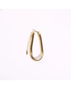 Fashion Gold Color Link Chain Set Titanium Steel Necklace Flat Snake Chain Bracelet